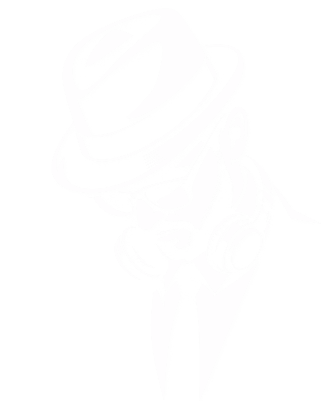 Emblème Julien Bonhomme : buste d'un DJ au chapeau, lunettes noires et casque autour du cou, dessiné en aplats blancs.